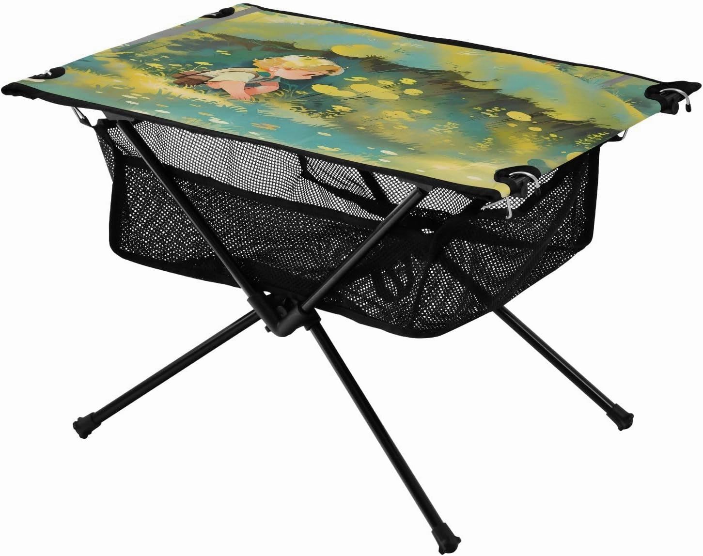 Portable Camping Table Little Boy in The Forest Outdoor Foldable Camp Tables for Outside, Camping, Hiking, Tailgating