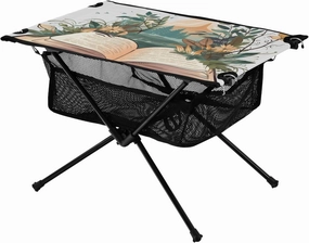 Portable Camping Table Magical Books with Flowers Outdoor Foldable Camp Tables for Outside, Camping, Hiking, Tailgating
