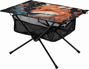Portable Camping Table Pretty Fox with Flowers Outdoor Foldable Camp Tables for Outside, Camping, Hiking, Tailgating