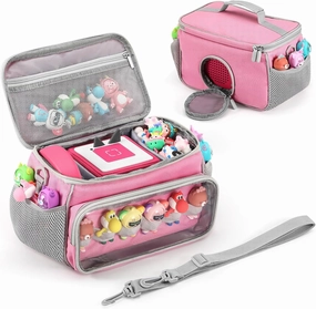 Portable Carrying Case Compatible with Toniebox Starter Set and Tonies Figurines, Storage Musical Toy Carrying Bag for Toniebox Accessories (Light Pink)