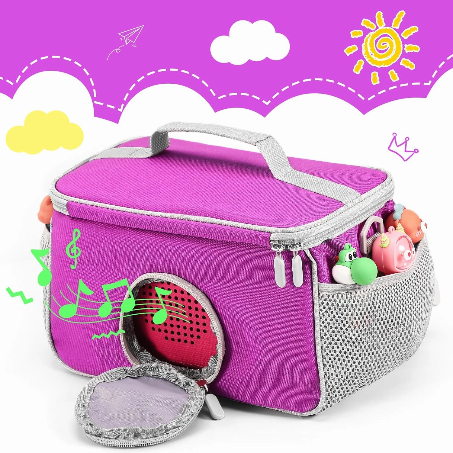 Portable Carrying Case Compatible with Toniebox Starter Set and Tonies Figurines, Storage Musical Toy Carrying Bag for Toniebox Accessories (Purple)