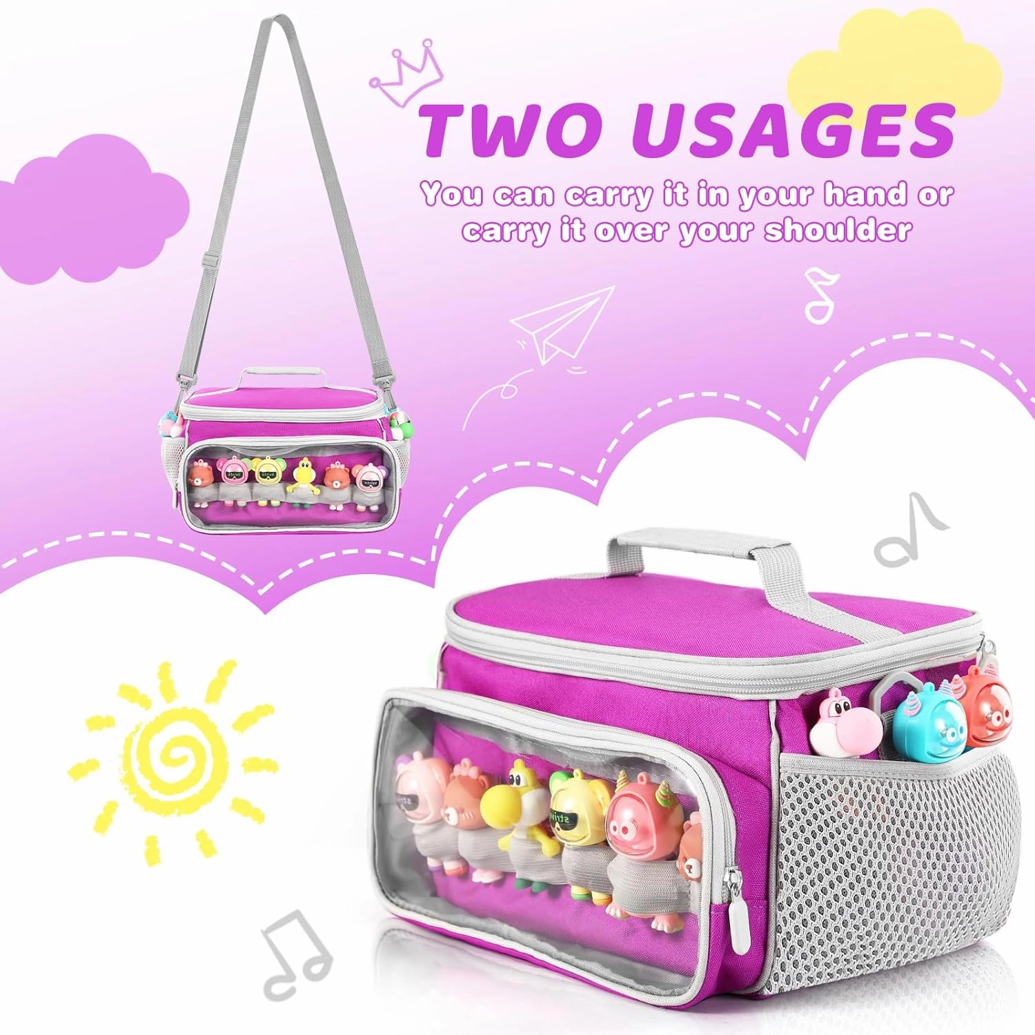 Portable Carrying Case Compatible with Toniebox Starter Set and Tonies Figurines, Storage Musical Toy Carrying Bag for Toniebox Accessories (Purple)