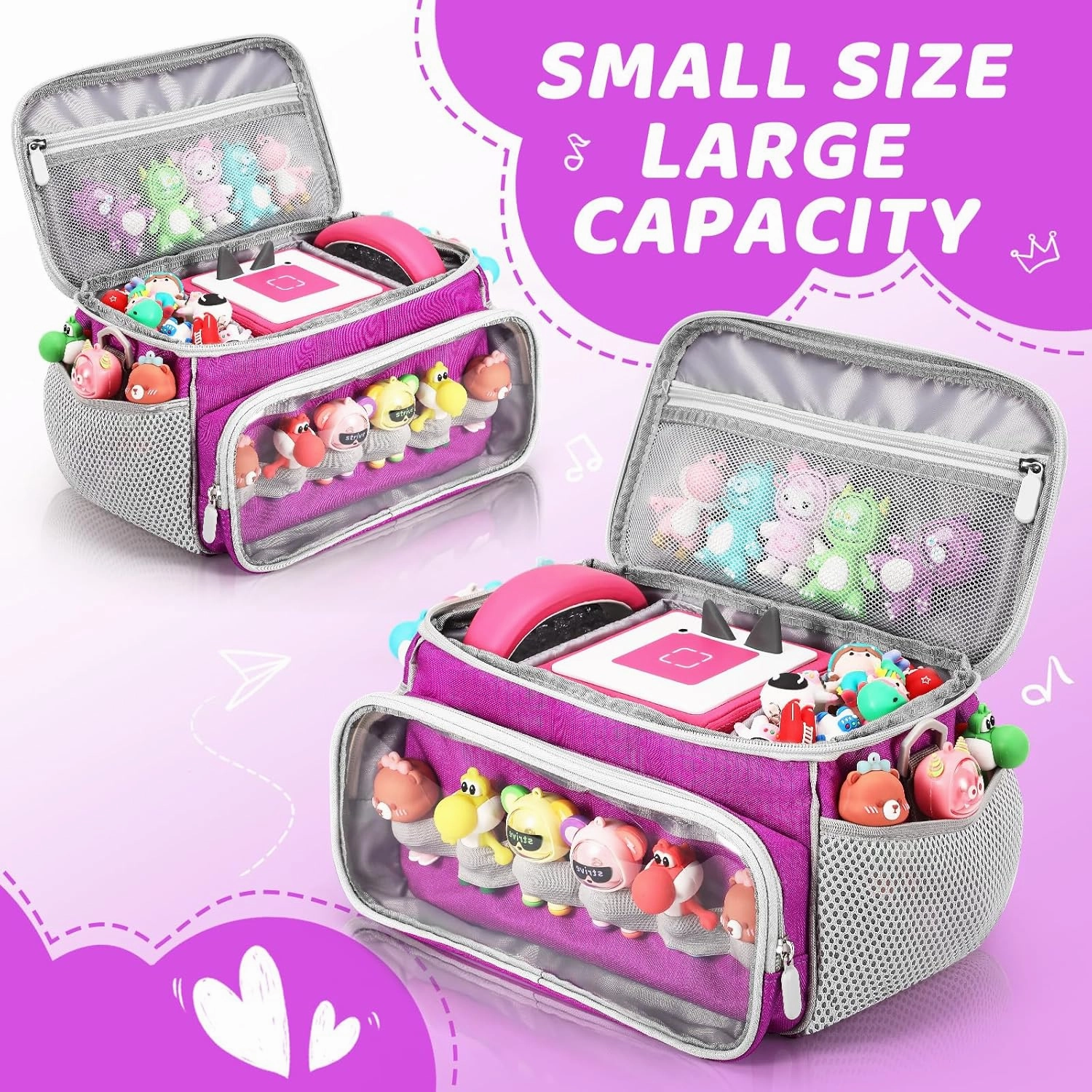 Portable Carrying Case Compatible with Toniebox Starter Set and Tonies Figurines, Storage Musical Toy Carrying Bag for Toniebox Accessories (Purple)