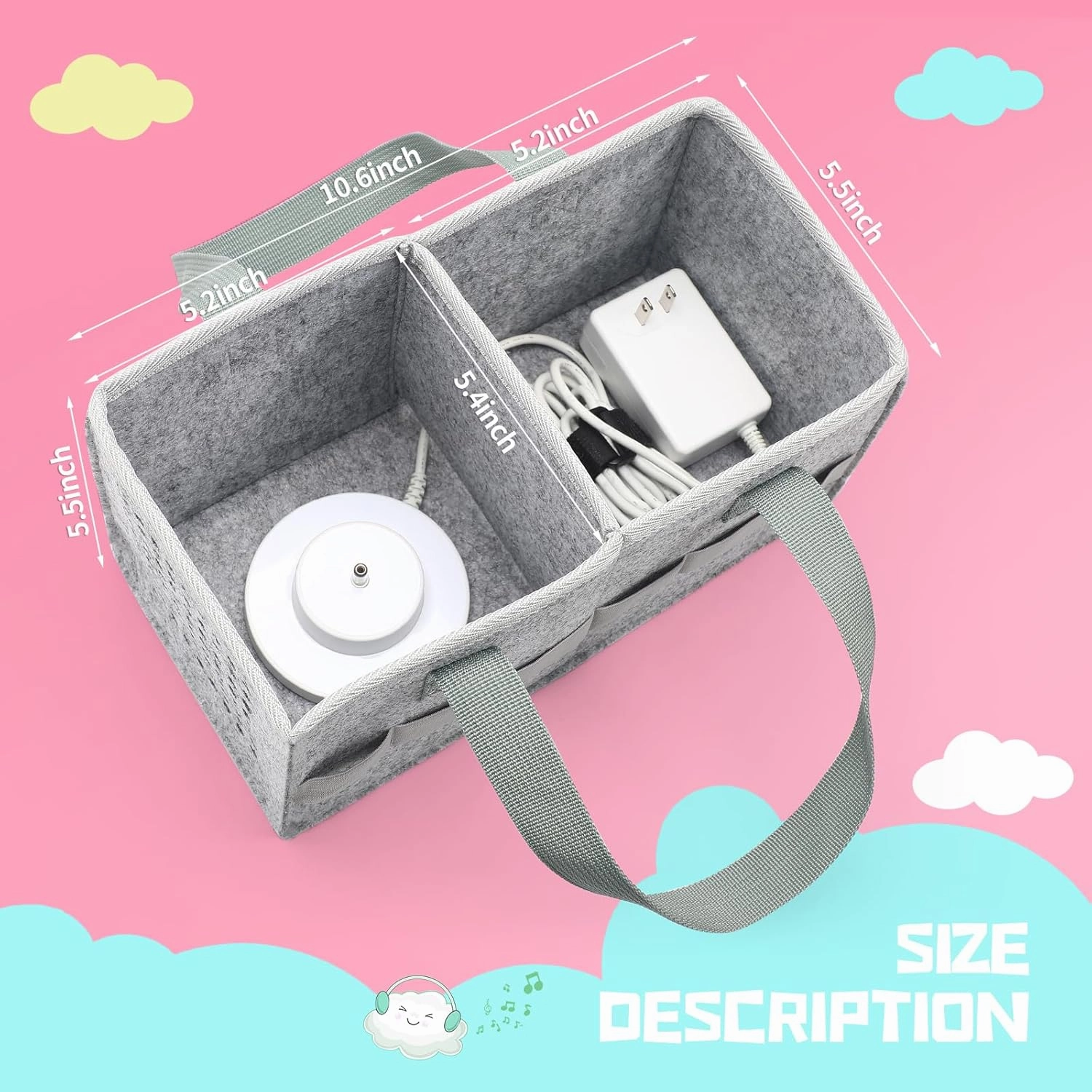 Portable Carrying Case Compatible with Toniebox Starter Set and Tonies Figurines,Travel Felt Cloth Musical Toy Folding Bag for Toniebox Accessories (Gray)