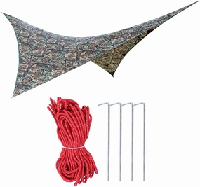 Portable Rainproof Hammock Tent Tarp Shelter, 190T Polyester Taffeta Fabric, Lightweight and to Carry, Reinforced Nylon Webbing, Care, Suitable for Camping (Dead Leaves Camouflage)