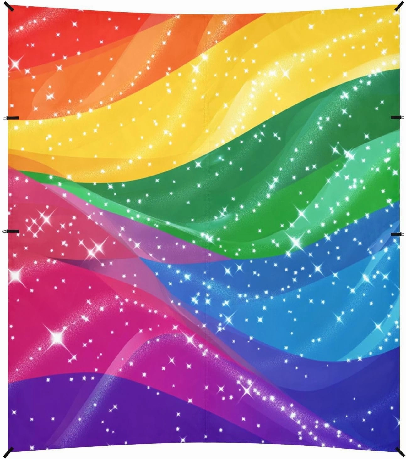 Pride Month a Rainbow Stripe Stable Beach Tent UPF50  Easy Setup Outdoor Sun Shade with Sturdy Poles, Sandbags and Shovel for Backyard and Camping