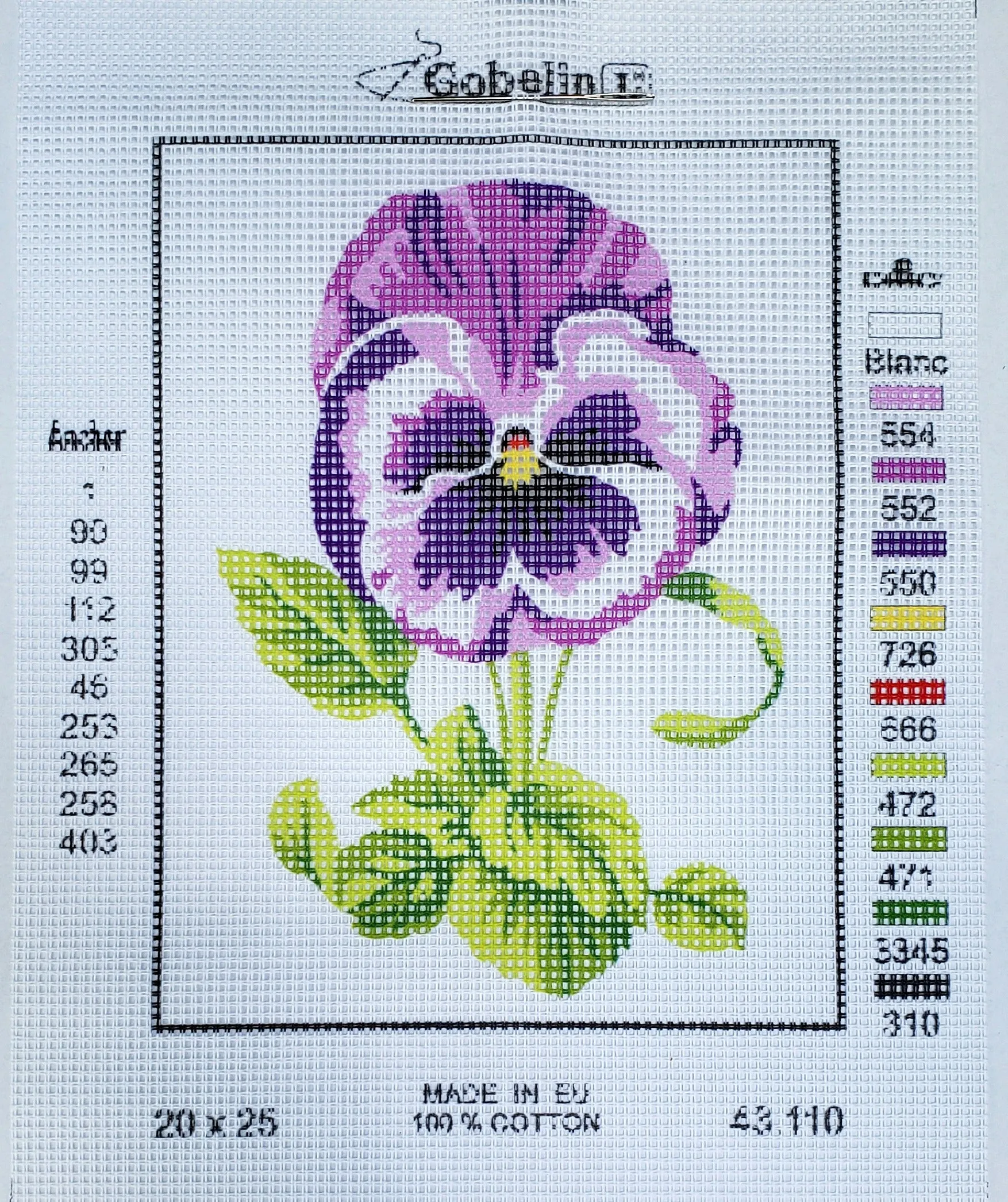 Printed Canvas for Half Cross Stitch Embroidery Kit - Flower 8"x10" 43.110 by GobelinL