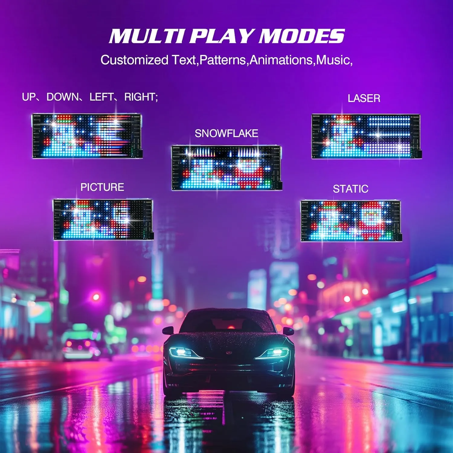 Programmable Led Sign, 15''x4'' Pre-made Animations & Customizable Text Led Car Sign, Bluetooth APP Control Scrolling LED Sign, Custom,Graffiti Flexible Led Matrix Panel for Car Store Hotel Holiday