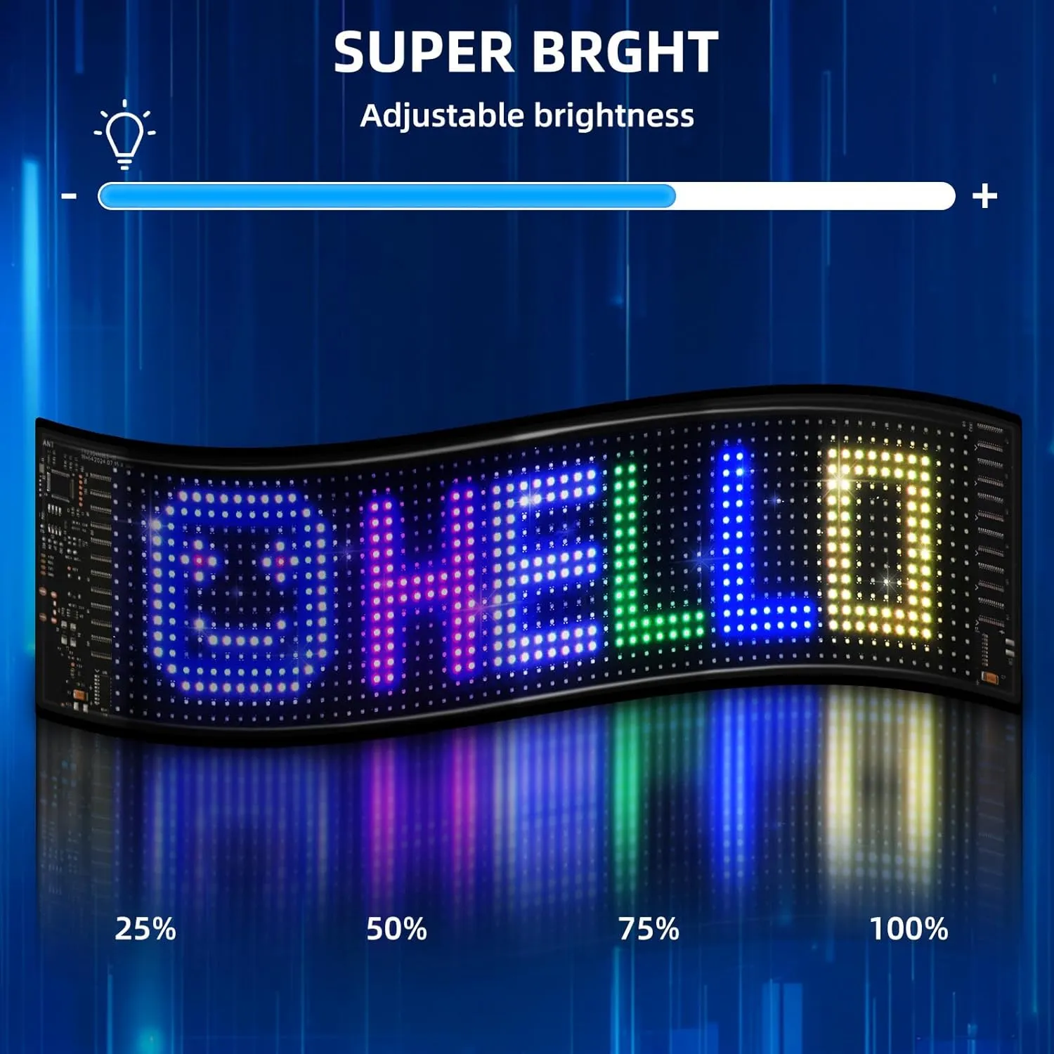 Programmable Scrolling LED Sign, 14.7"x3.6" Flexible Digital Display, USB & APP Control, Custom DIY Editor for Text, Patterns & Animations, Perfect for Car, Store, School, Hotel