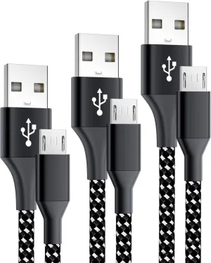 PS4 Controller Charger Cable 3-Pack 6FT for Xbox One Controller Dualshock 4,PS4 Charging Cord,Nylon Braided Micro USB Data Sync Cable for PlayStation 4 PS Slim/Pro,Charge and Play Wire 6 ft