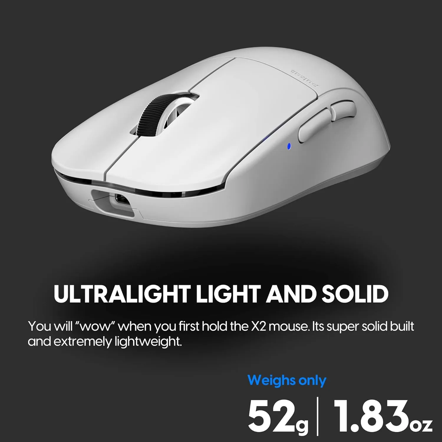 Pulsar Gaming Gears X2 Mini Wireless Gaming Mouse, Ultra Lightweight 1.83 oz (52 g), Symmetrical, 2.4 Ghz 1 ms, 26000 DPI, Optical Sensor PAW3395, TTC Gold Encoder (Mini, Wireless, White) (Renewed)