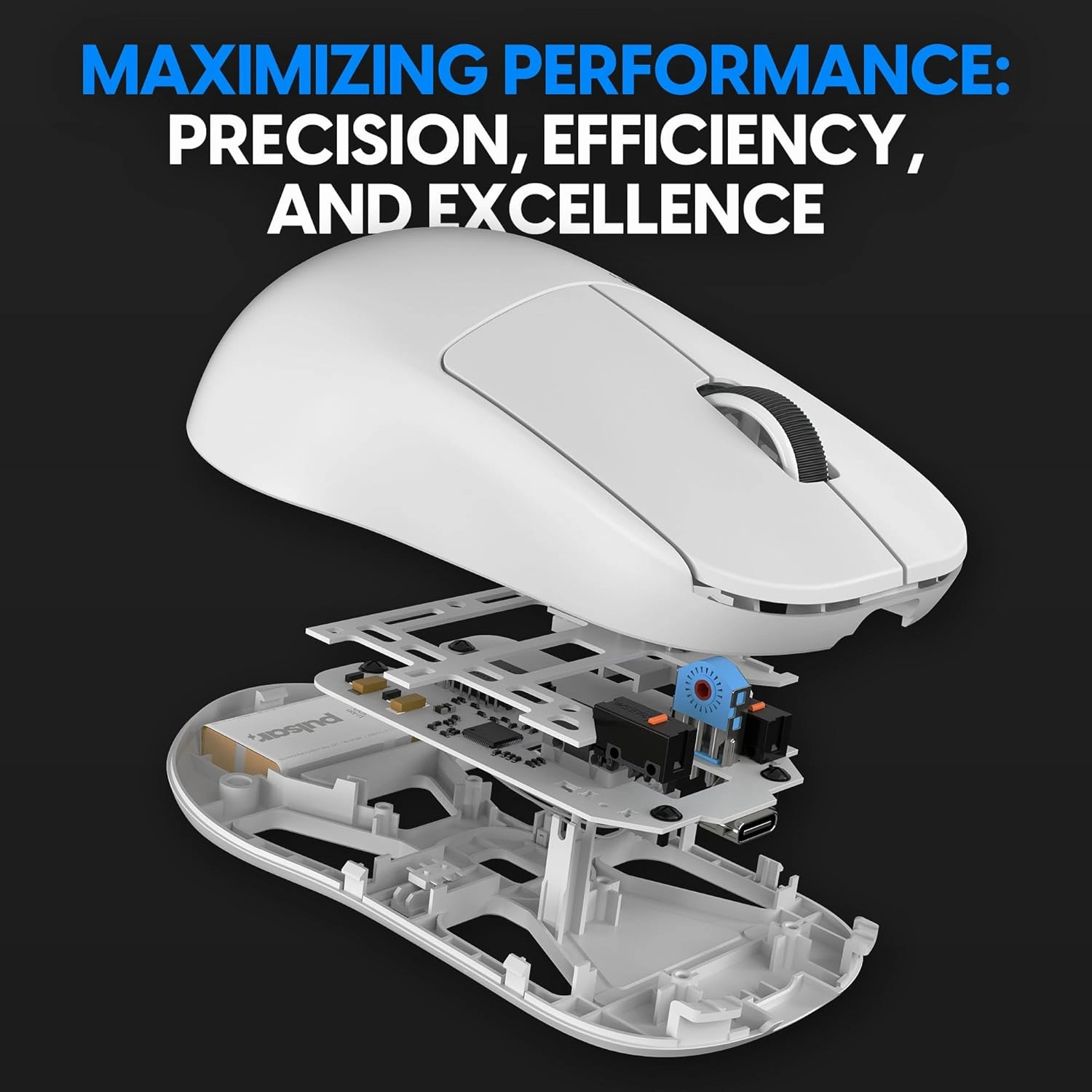 Pulsar Gaming Gears X2H Mini Wireless Gaming Mouse, Ultra Lightweight 1.83 oz (52 g), Symmetrical, Optical Switch, 2.4 Ghz 1 ms, 26000 DPI, PAW3395 Sensor (Mini, Wireless, White)