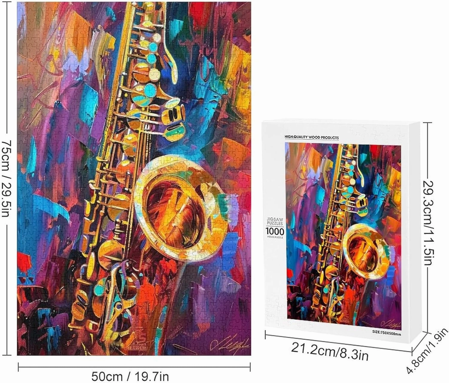 Puzzles for Adults 1000 Pieces - Musical Instruments Funny Saxophone Puzzles for Family Games, Puzzle for Gifts, Funny Puzzle for Education