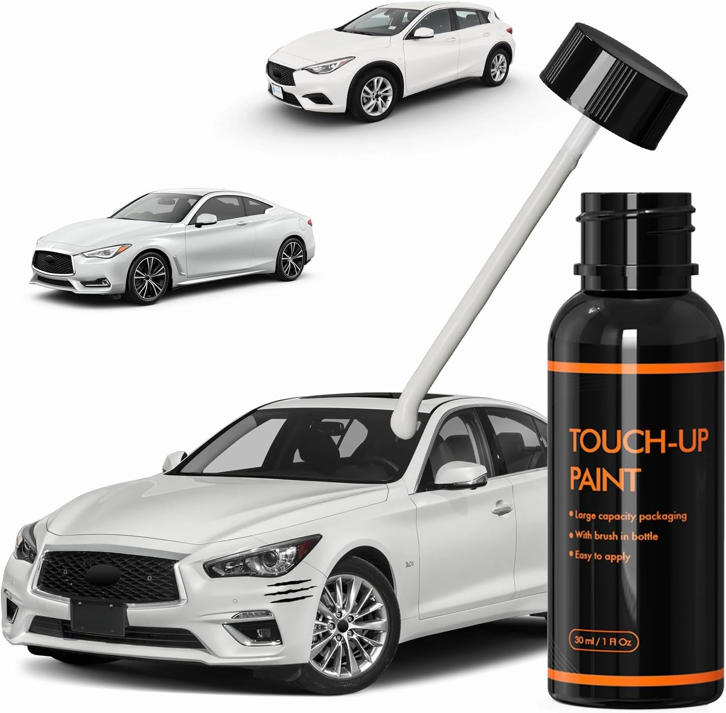 QAB Majestic White Touch Up Paint for Infiniti, DIY Car Paint Scratch Repair Kit, Automotive Paint, Quick & Easy Fix Scratch Repair for Q30/Q50/Q60/Q70/QX30/QX50/QX60/QX70/QX80