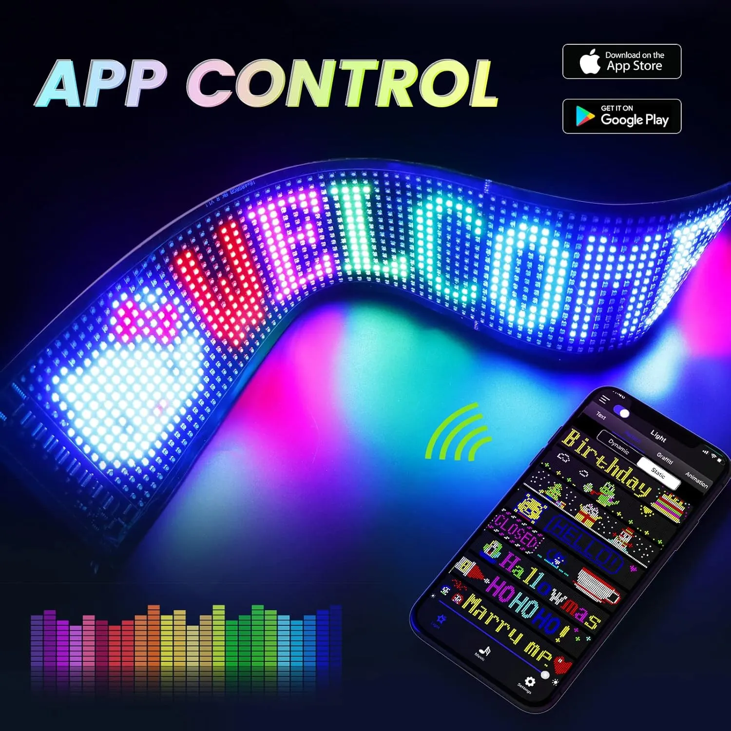 RAYHOME Scrolling Huge Bright Advertising LED Signs, Flexible USB 5V LED Store Sign Bluetooth App Control Custom Text Pattern Animation Programmable Display for Store Car Bar Hotel (27''x5'')