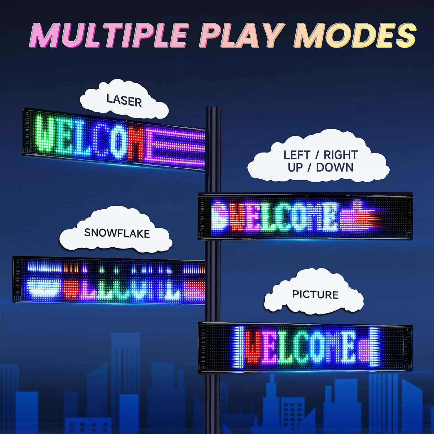 RAYHOME Scrolling Huge Bright Advertising LED Signs, Flexible USB 5V LED Store Sign Bluetooth App Control Custom Text Pattern Animation Programmable Display for Store Car Bar Hotel (27''x5'')