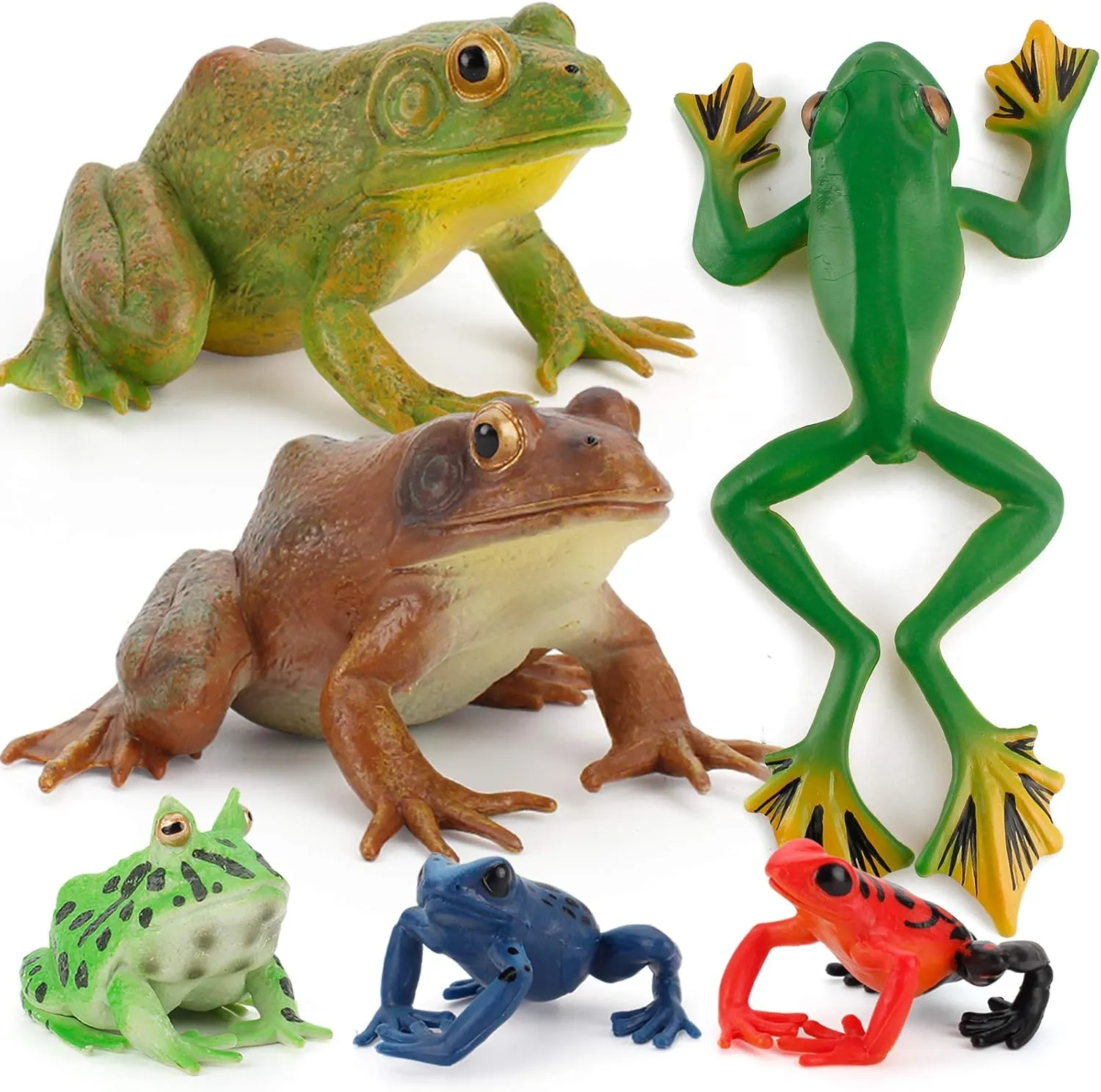 Realistic 6 PCS Animal Frog Bullfrog Model Figures Figurine Family Party Favors Supplies Cake Toppers Set Toys for 5 6 7 8 Years Old Boys Girls Kid Toddlers