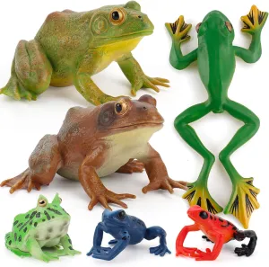 Realistic 6 PCS Animal Frog Bullfrog Model Figures Figurine Family Party Favors Supplies Cake Toppers Set Toys for 5 6 7 8 Years Old Boys Girls Kid Toddlers