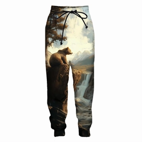 Realistic Grizzly Bear Pant Nature Wildlife Art Graphic Print Casual Wear Men Women Adventure