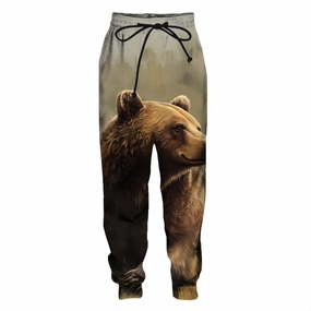 Realistic Grizzly Bear Pant Nature Wildlife Art Graphic Print Casual Wear Men Women Adventure