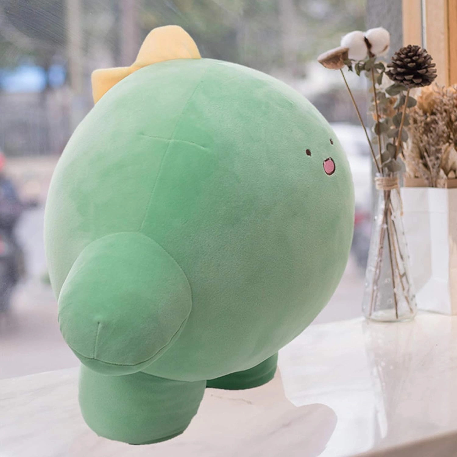 REFAHB 15.7 inch Cute Dinosaur Plush Stuffed Animal Body Pillow Fat Cartoon Cylindrical Body Pillows for Kids, Super Soft Hugging Toy Gifts for Bedding, Kids Sleeping Nap Kawaii Pillow