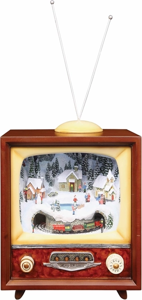 Retro Action Musicals by Roman Action Musical Lighted TV Revolving Train 9-Inch