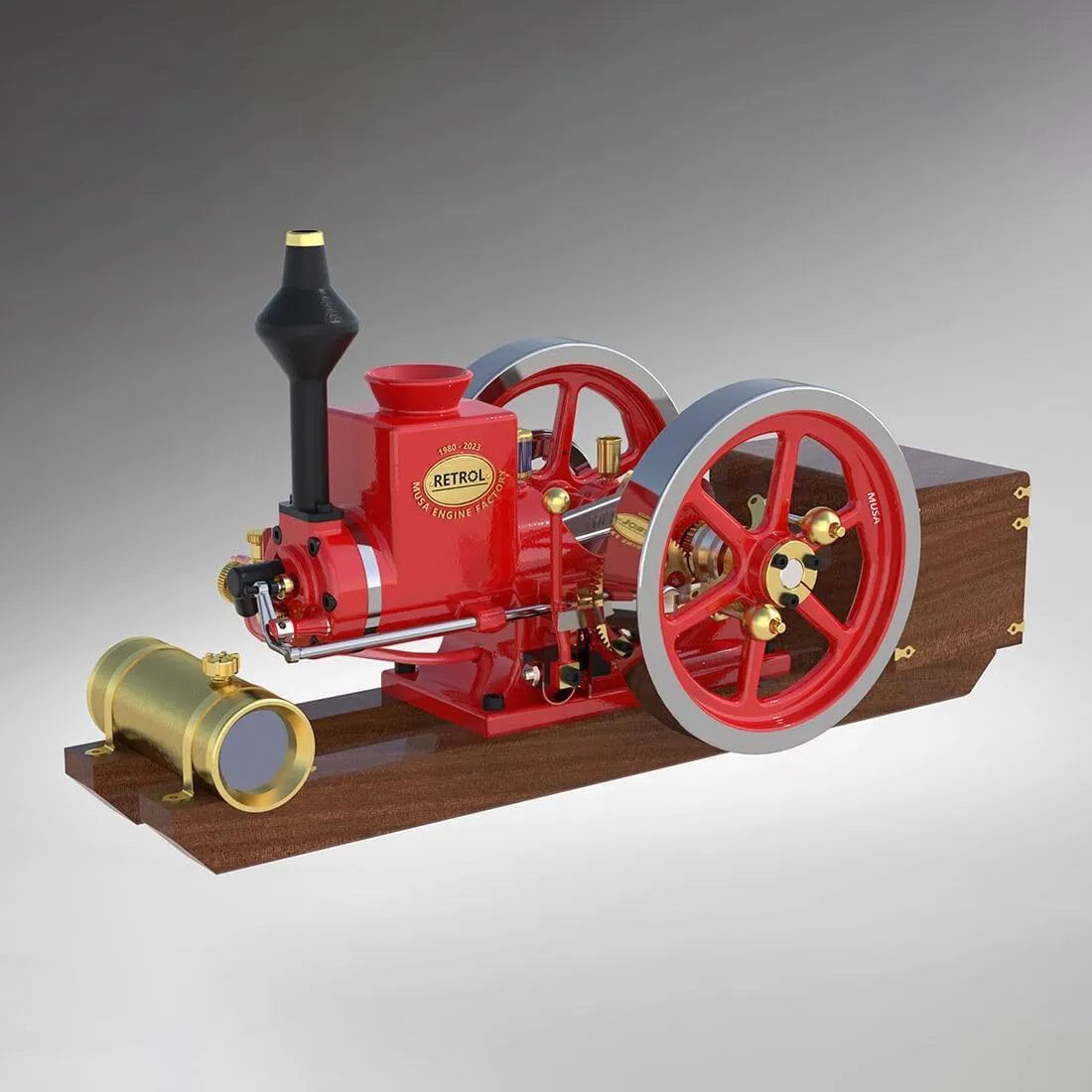 Retrol Engine Model That Works, HM-01 7cc Engine 4-Stroke Horizontal Hit and Miss Internal Combustion Engine Model, Physical Educational Toy Gift for Adults (KIT Version)