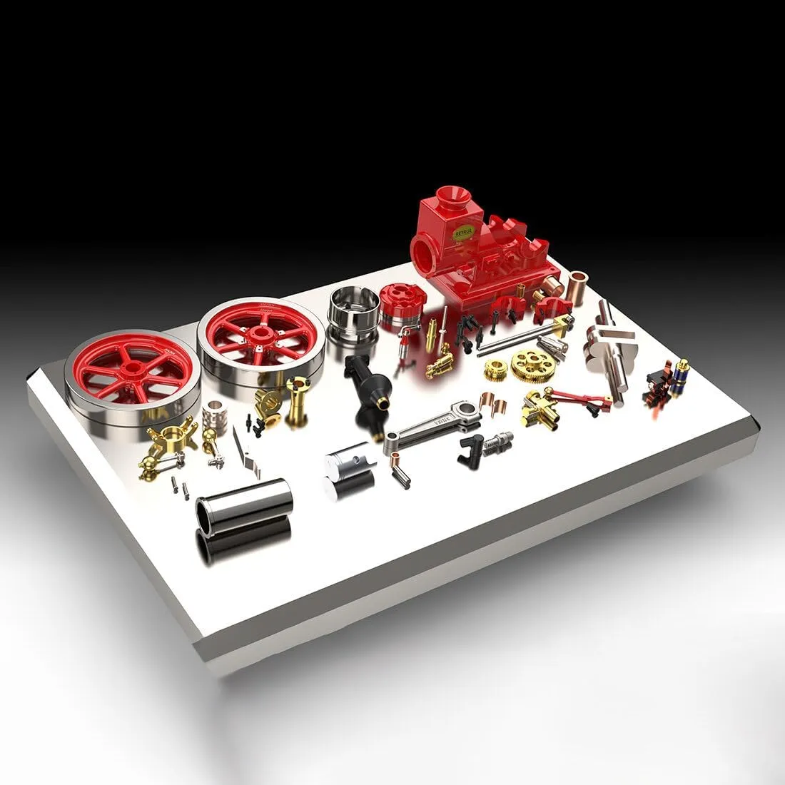 Retrol Engine Model That Works, HM-01 7cc Engine 4-Stroke Horizontal Hit and Miss Internal Combustion Engine Model, Physical Educational Toy Gift for Adults (KIT Version)