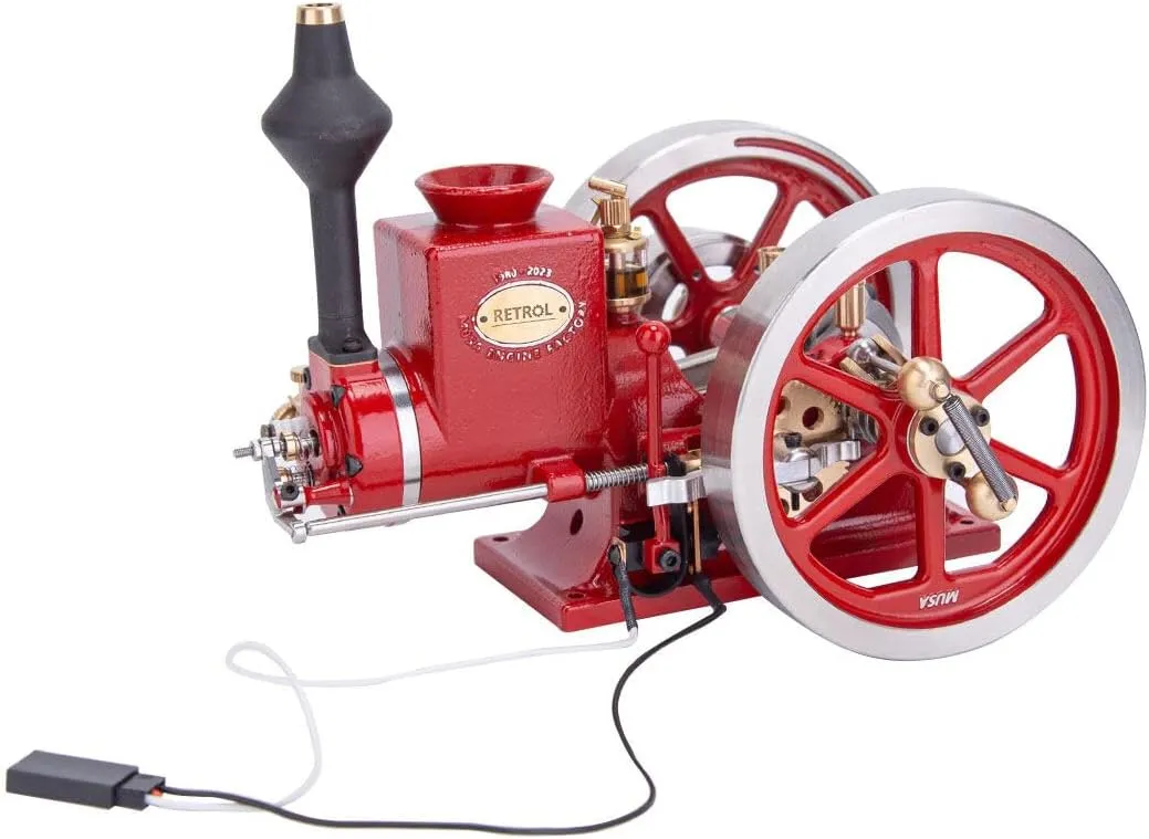 Retrol Engine Model That Works, HM-01 7cc Engine 4-Stroke Horizontal Hit and Miss Internal Combustion Engine Model, Physical Educational Toy Gift for Adults (KIT Version)