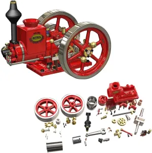 Retrol Engine Model That Works, HM-01 7cc Engine 4-Stroke Horizontal Hit and Miss Internal Combustion Engine Model, Physical Educational Toy Gift for Adults (KIT Version)