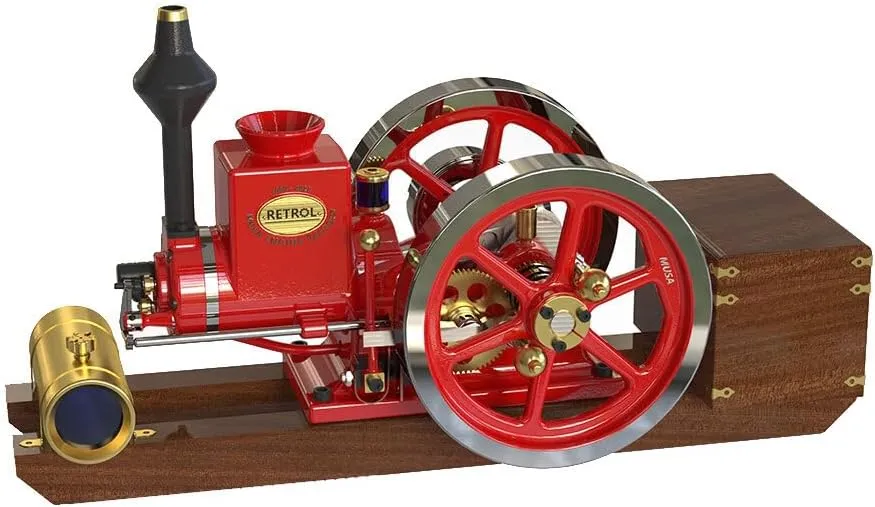 Retrol Engine Model That Works, HM-01 7cc Engine 4-Stroke Horizontal Hit and Miss Internal Combustion Engine Model, Physical Educational Toy Gift for Adults (KIT Version)
