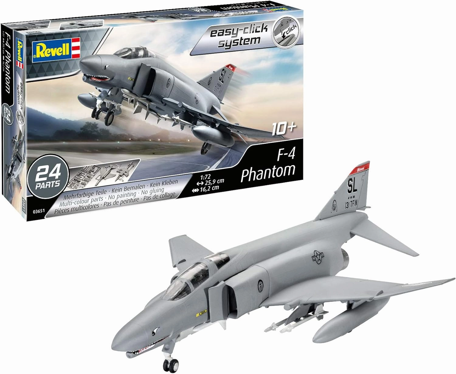 Revell 03651 F-4 Phantom (Easy-Click) Model Kit, Grey