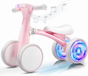 Ridego Colorful Lighting Baby Balance Bike for 1 Year Old Girls Gifts,Toddler Toys for 12-24 Month with Music,4 Silence Wheels Baby Walker,Toddler First Bike for 12-24 Month Birthday Toys Gifts