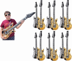 Rock Inflatable Guitar (42 Inches) Vinyl. Perfect Party Favor, DJ Dance 80s Rocker (6 Gold and 6 Silver (12 Pack)), Multi, 42 Inch