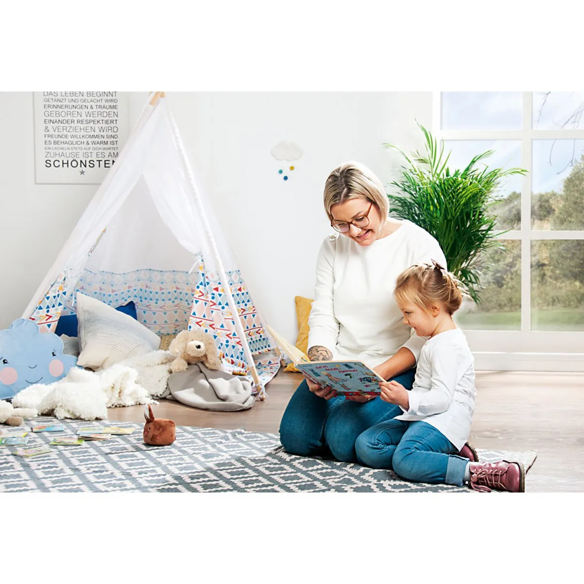 Rootz Kids Tipi Naira Tent - Indoor Playhouse - Children's Teepee - With Window - Polyester & Wood - 120cm x 120cm x 155cm