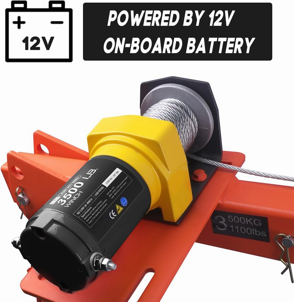 RUGCEL WINCH New 1100lb Folding Truck-Mounted Crane, with Electric Winch 3500 lb 12V, Painted Steel Pickup Truck Jib Cranes 360 Swivel Lift Electric Hoist