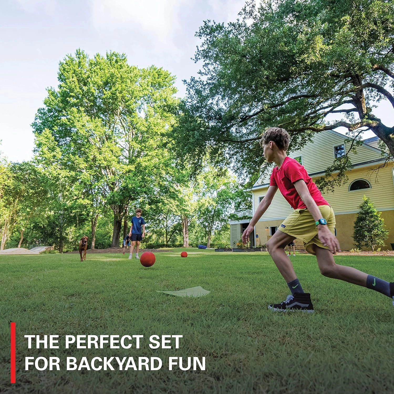 Rukket Kickball Set with Bases | Rubber Throw Down Plates and Kick Ball | Perfect for Kids and Adults | Playground and Backyard Game | Air Pump and Foul Line Cones
