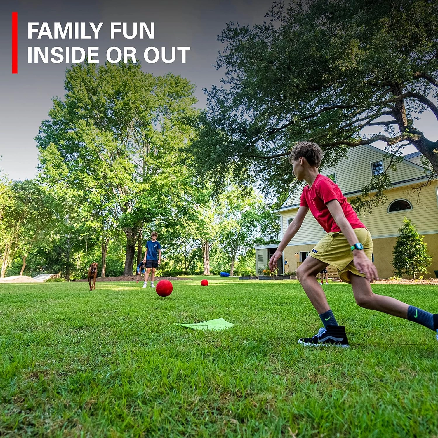 Rukket Kickball Set with Bases | Rubber Throw Down Plates and Kick Ball | Perfect for Kids and Adults | Playground and Backyard Game | Air Pump and Foul Line Cones