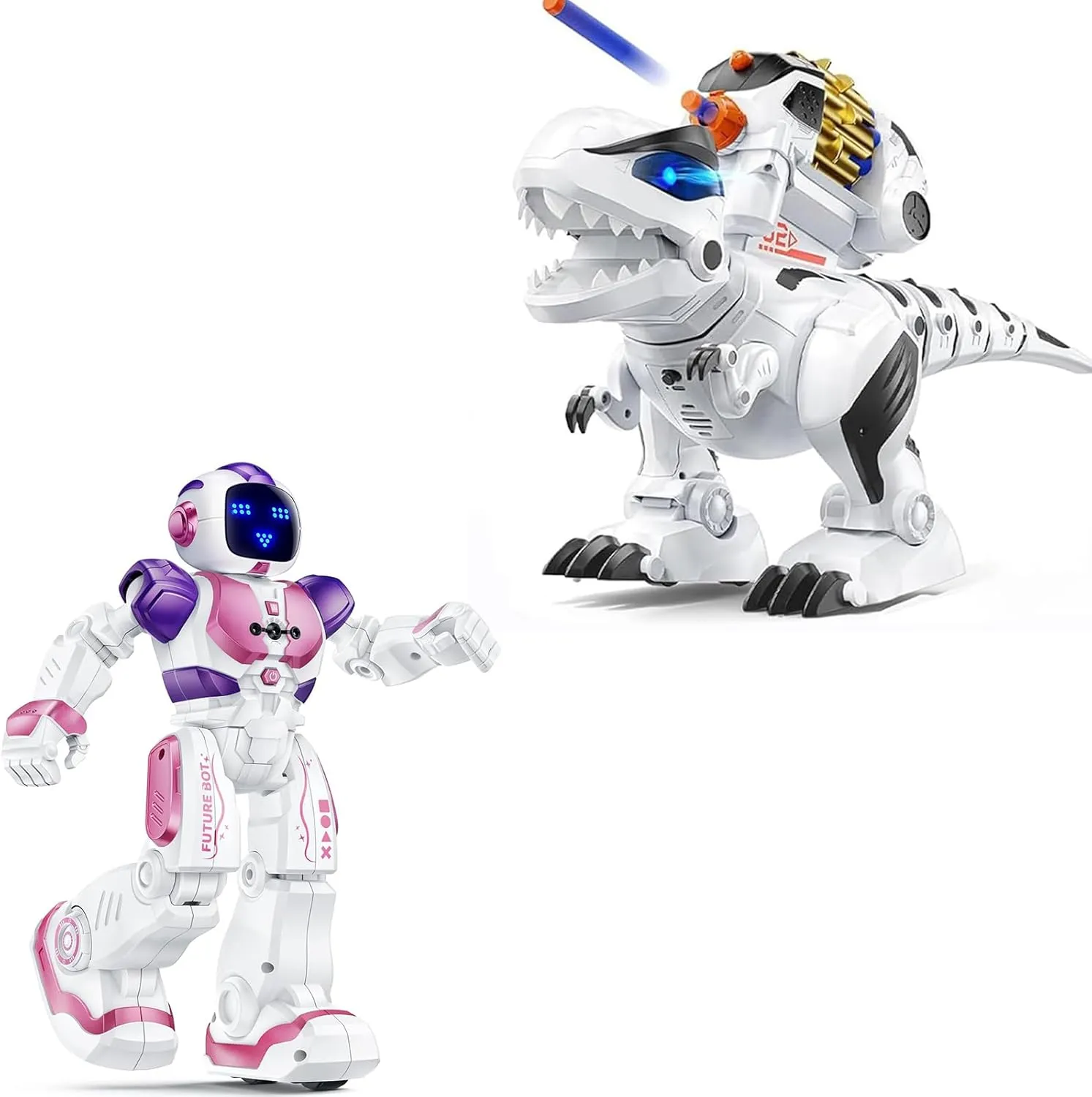 Ruko 6088 Pink Programmable Robot and 8809 Remote Control Dinosaur, Present for 4 5 6 7 8 9 Years Old Kids Boys and Girls