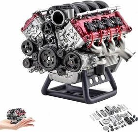 Runnable Mini V8 Engine Kit, Model Engine Kit for Adults, Compatible with AX90104, SCX10, VS4-10 Pro/Ultra Model Cars