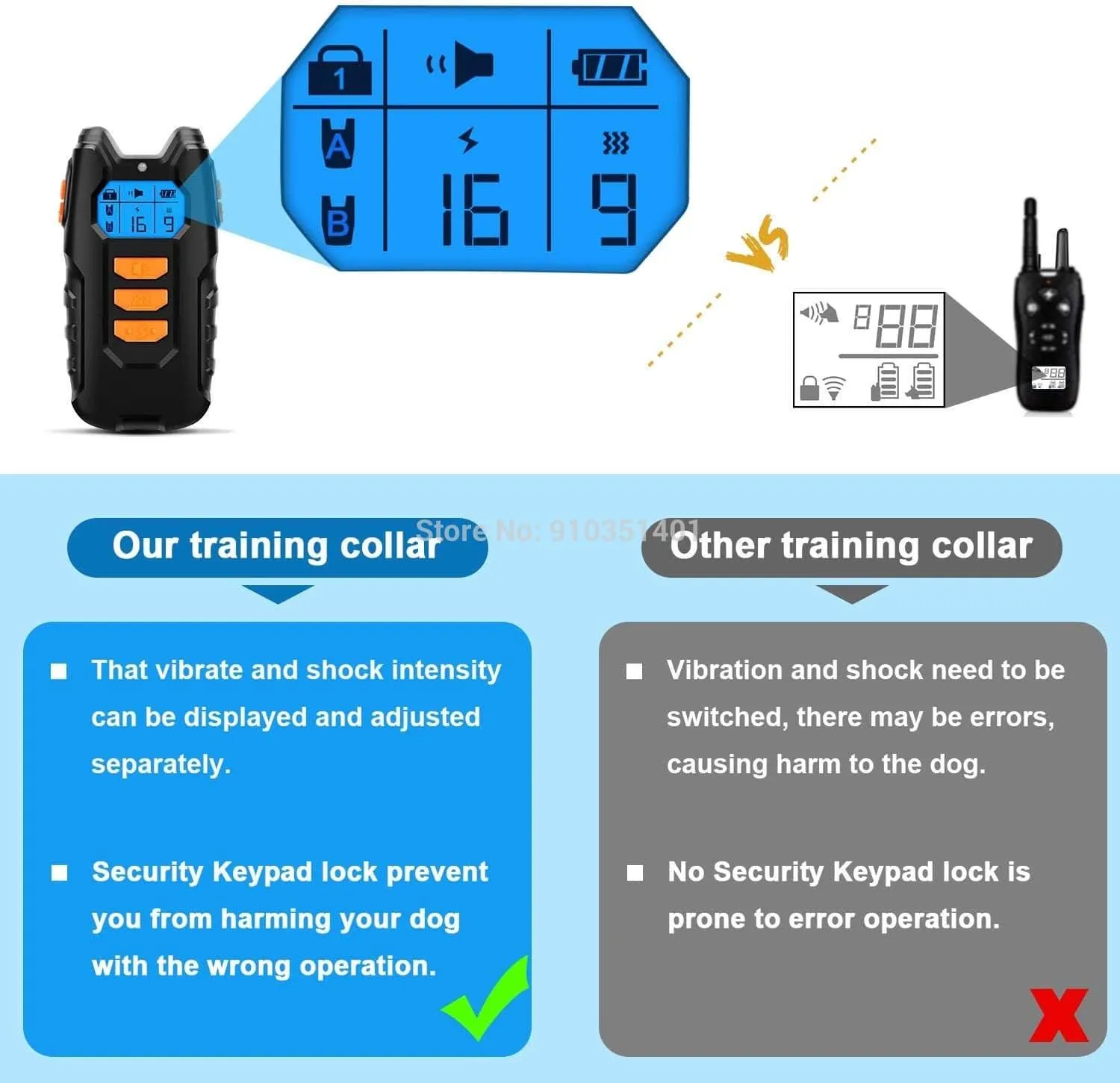 Rynx | Dogreat Electric Dog Training Collar Shock Pet Remote Control Waterproof Rechargeable for All Sizes Vibration Bark Stop Collars