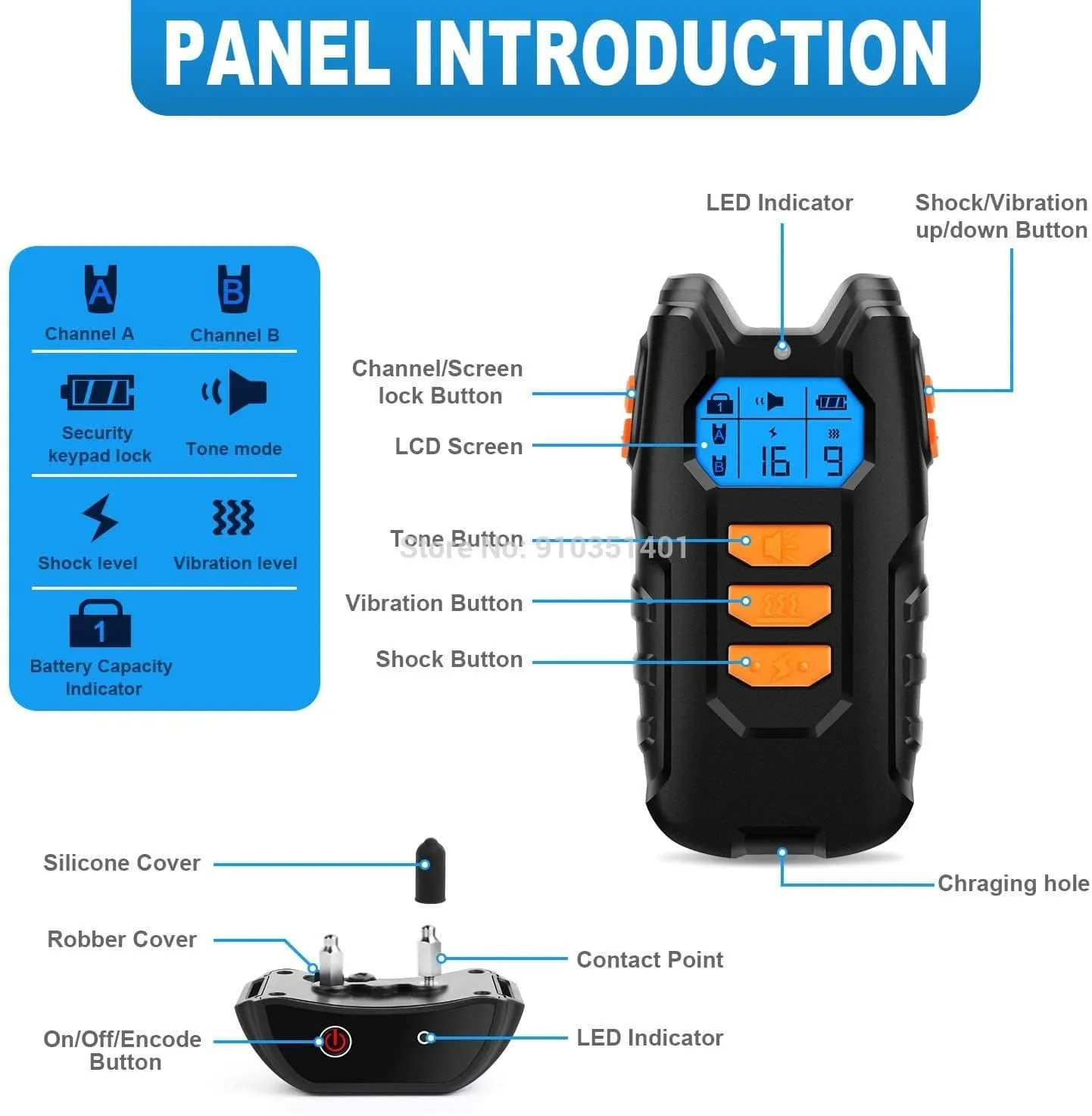 Rynx | Dogreat Electric Dog Training Collar Shock Pet Remote Control Waterproof Rechargeable for All Sizes Vibration Bark Stop Collars