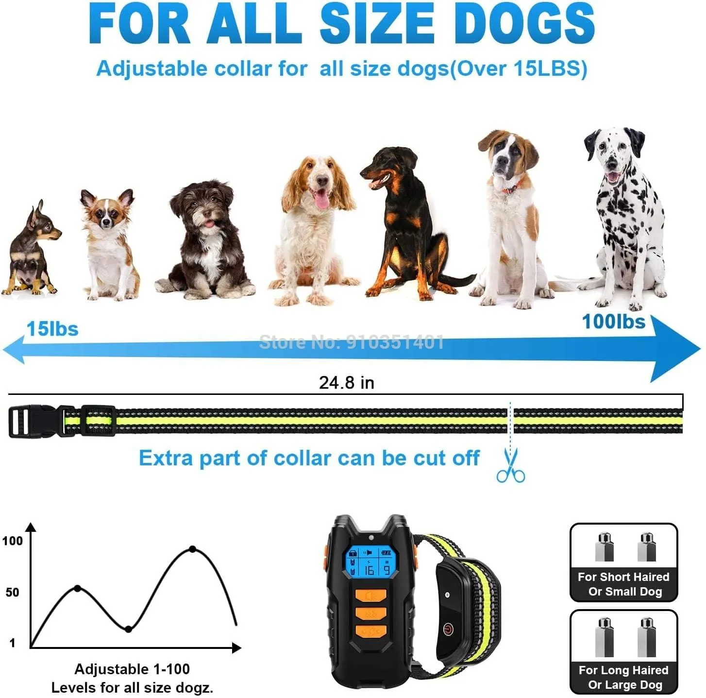 Rynx | Dogreat Electric Dog Training Collar Shock Pet Remote Control Waterproof Rechargeable for All Sizes Vibration Bark Stop Collars