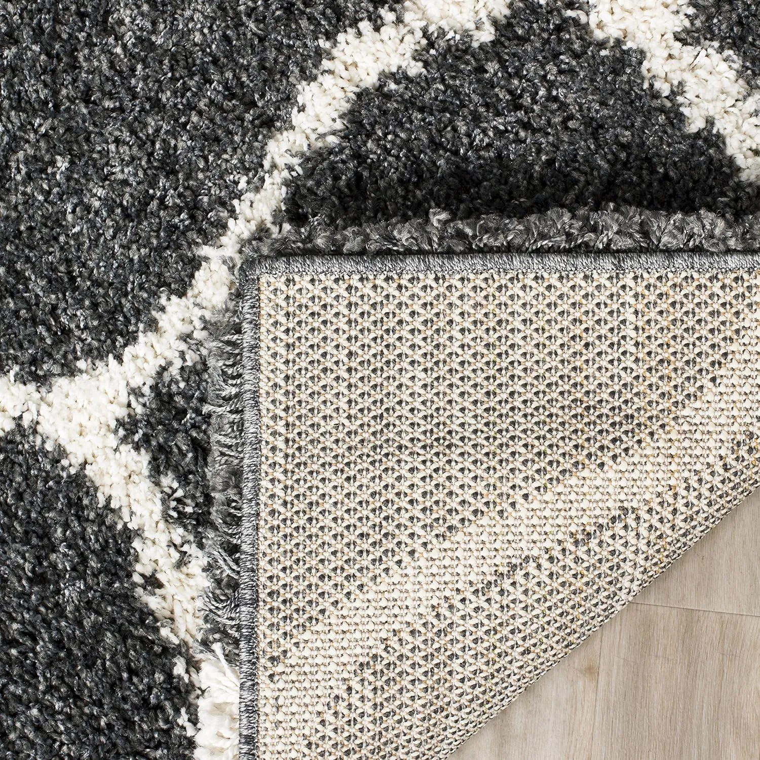 SAFAVIEH Hudson Shag Collection Area Rug - 8' x 10', Dark Grey & Ivory, Trellis Design, Non-Shedding & Easy Care, 2-inch Thick Ideal for High Traffic Areas in Living Room, Bedroom (SGH280G)