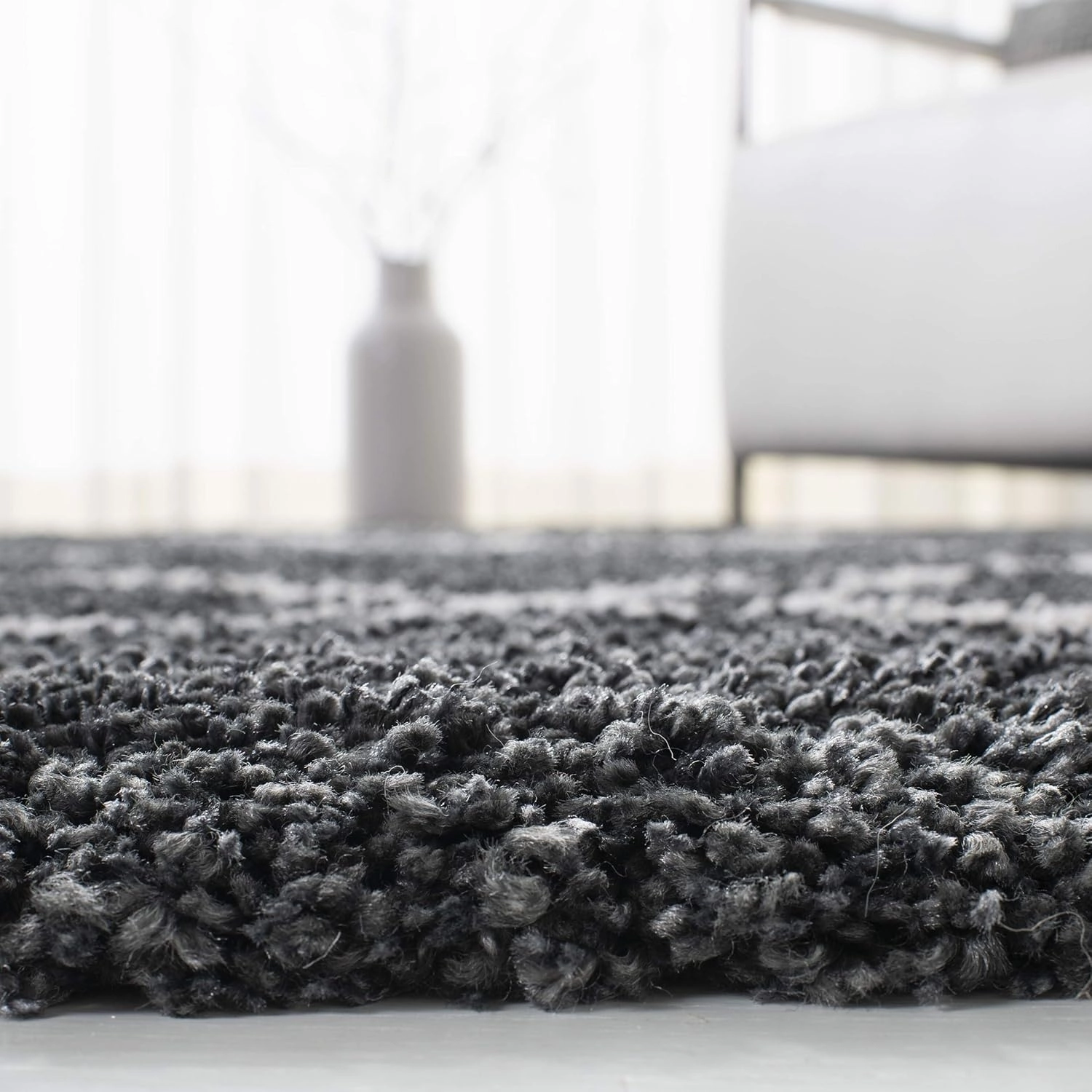 SAFAVIEH Hudson Shag Collection Area Rug - 9' x 12', Dark Grey & Ivory, Modern Trellis Design, Non-Shedding & Easy Care, 2-inch Thick Ideal for High Traffic Areas in Living Room, Bedroom (SGH281G)