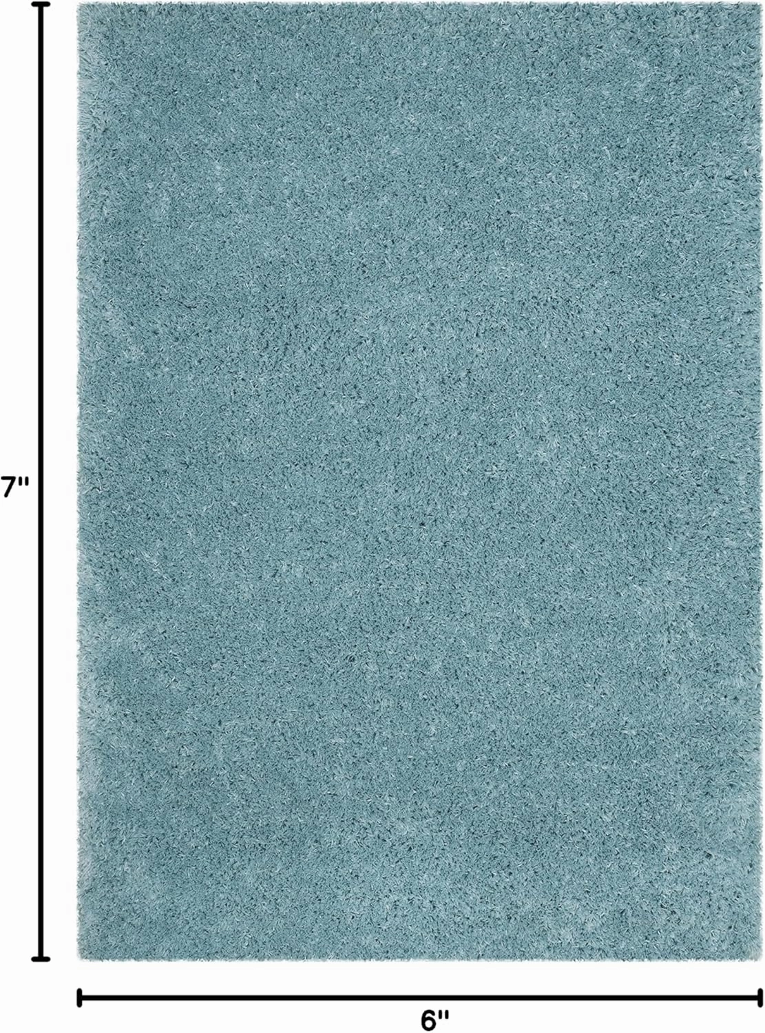 SAFAVIEH Polar Shag Collection 5 ft 1 in x 7 ft 6 in Light Turquoise PSG800T Solid Glam 3-inch Extra Thick Area Rug