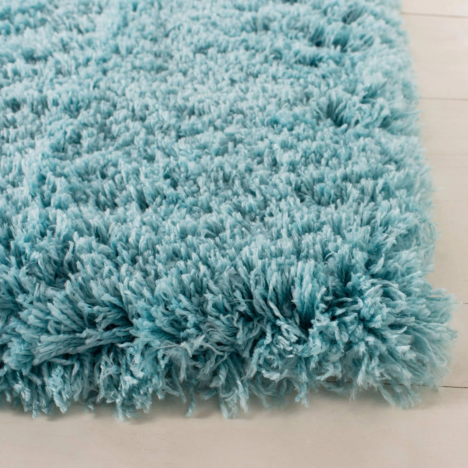 SAFAVIEH Polar Shag Collection 5 ft 1 in x 7 ft 6 in Light Turquoise PSG800T Solid Glam 3-inch Extra Thick Area Rug