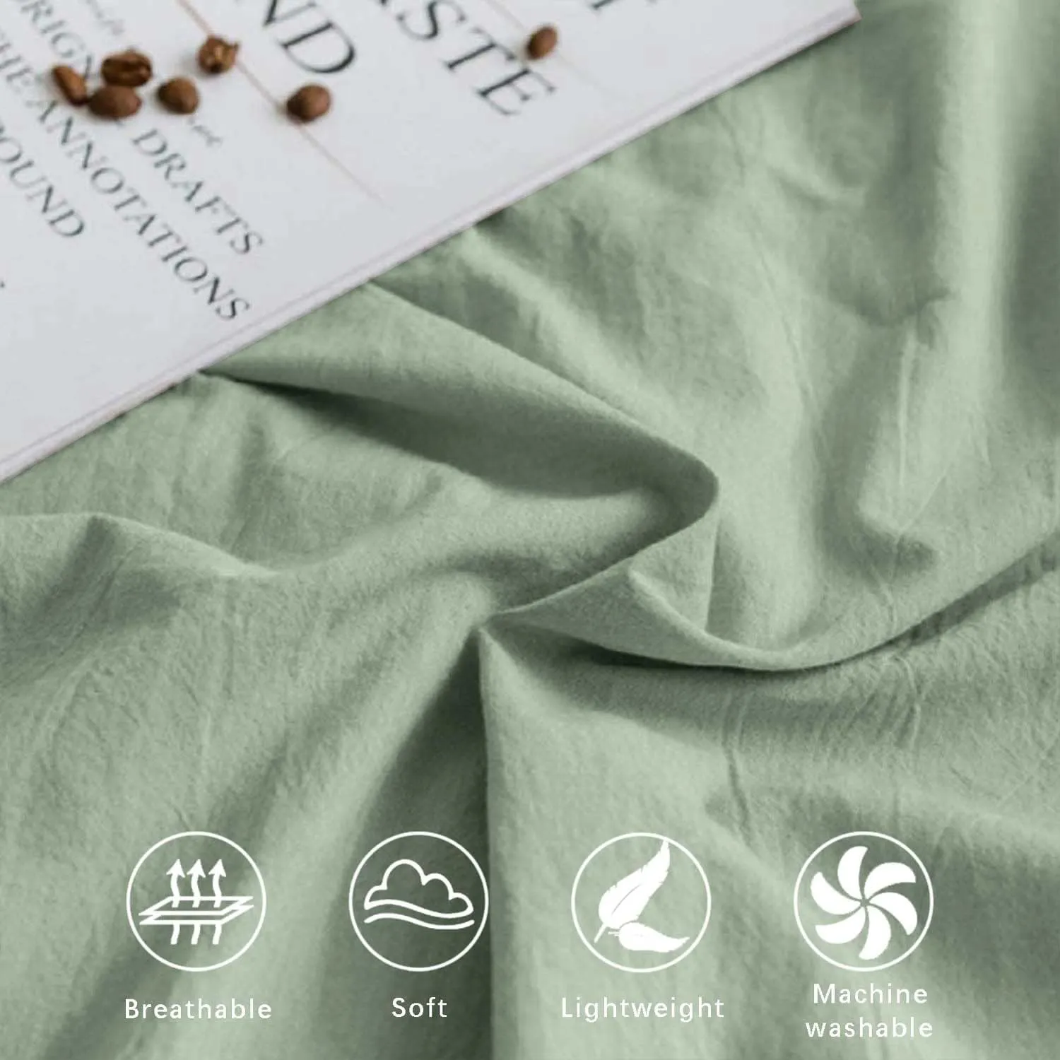 Sage Green Comforter Full Size, 3 Piece Soft Modern Bedding Set, Lightweight All Season Fluffy Bed Alternative Down Comforter with 2 Pillow Shams for Women Men