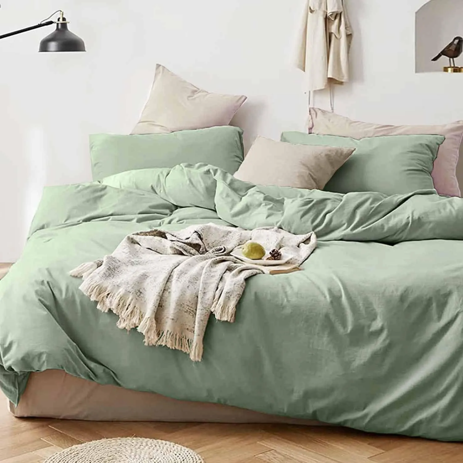Sage Green Comforter Full Size, 3 Piece Soft Modern Bedding Set, Lightweight All Season Fluffy Bed Alternative Down Comforter with 2 Pillow Shams for Women Men