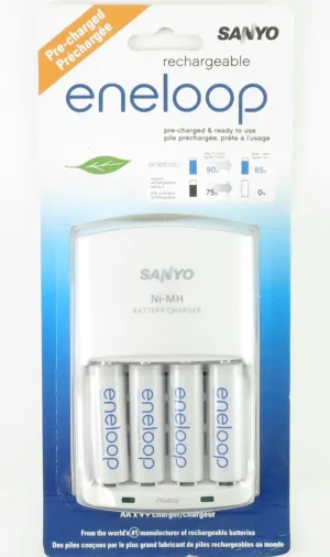 Sanyo Eneloop NiMH Battery Charger with 4AA NiMH Rechargeable Batteries (Discontinued by Manufacturer)
